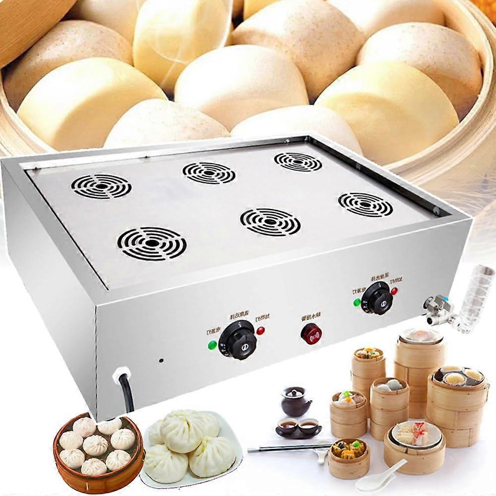 Electric Steamed Bun Machine 4/6 Hole, 13.5L Capacity, Dry Boil Alarm, 0110C Temperature Range, Steam Drawer Excluded
