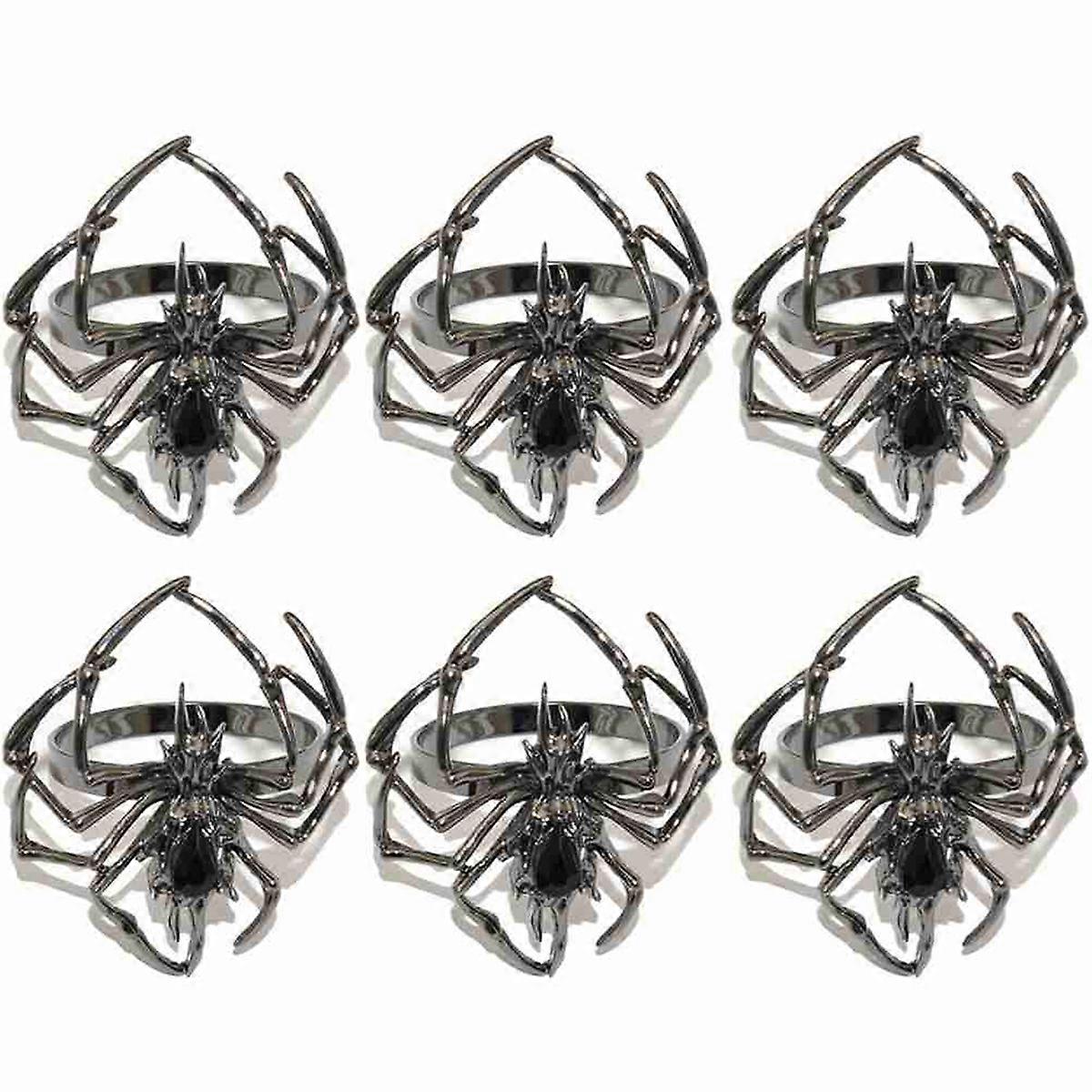 Halloween Napkin Ring Holder Set of 6,Spider Napkin Ring Buckle