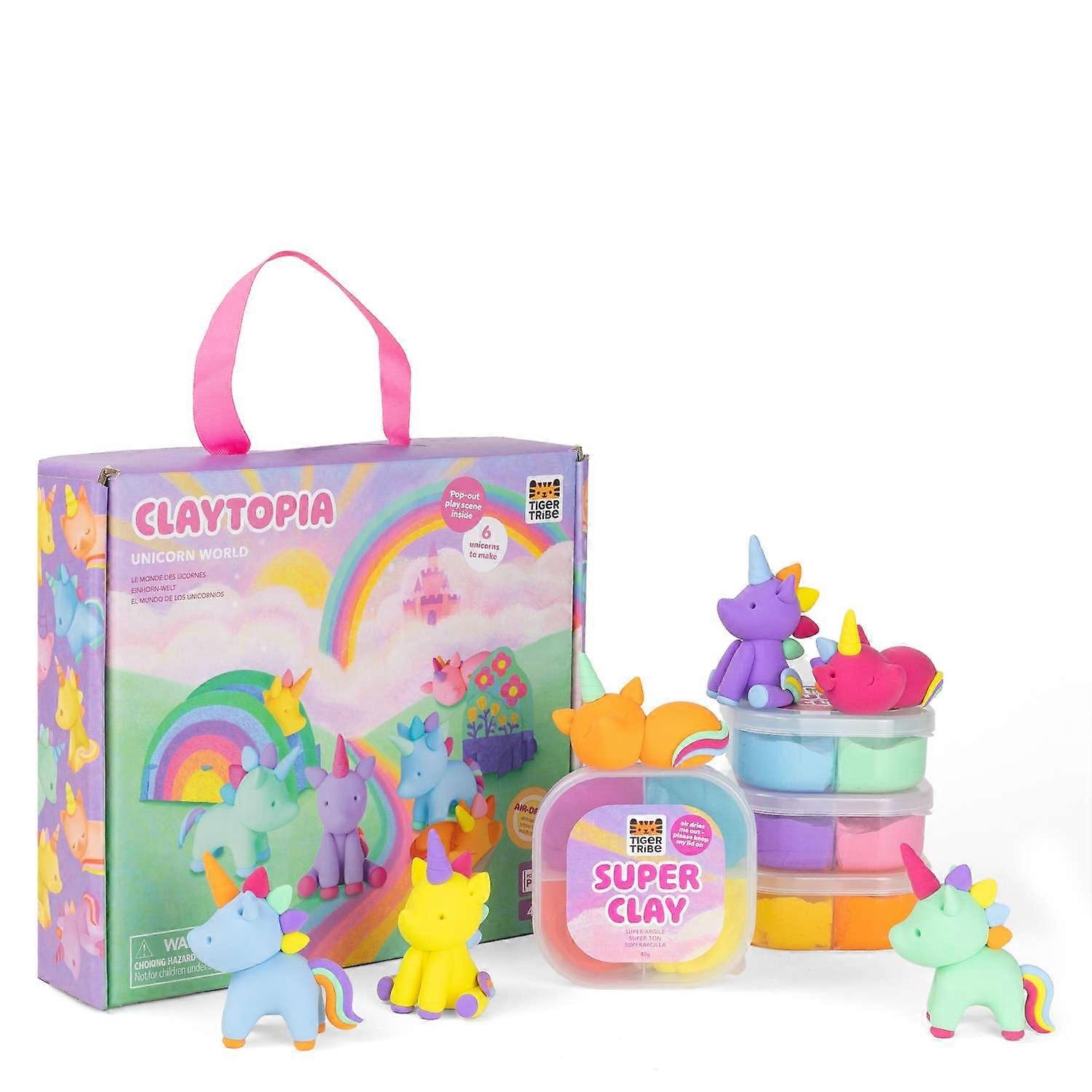 Tiger Tribe Claytopia Unicorn World- Kids' Air Dry Clay, Dough Modelling Set