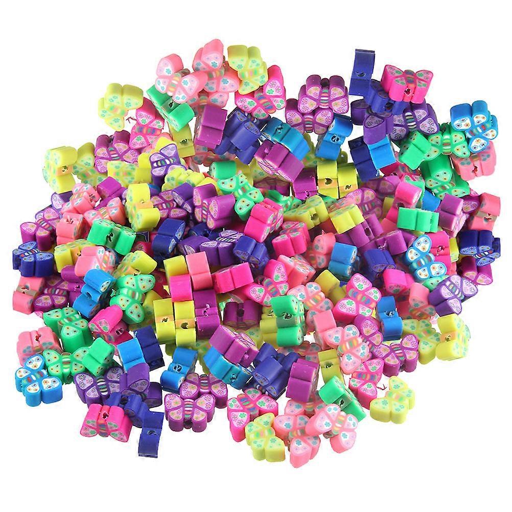 Butterfly Craft Loose Beads For Bracelet Making Smooth Surface Mini Hole 0.4×0.4×0.1in DIY Projects Diy Enthusiasts Polymer Clay 100Pcs