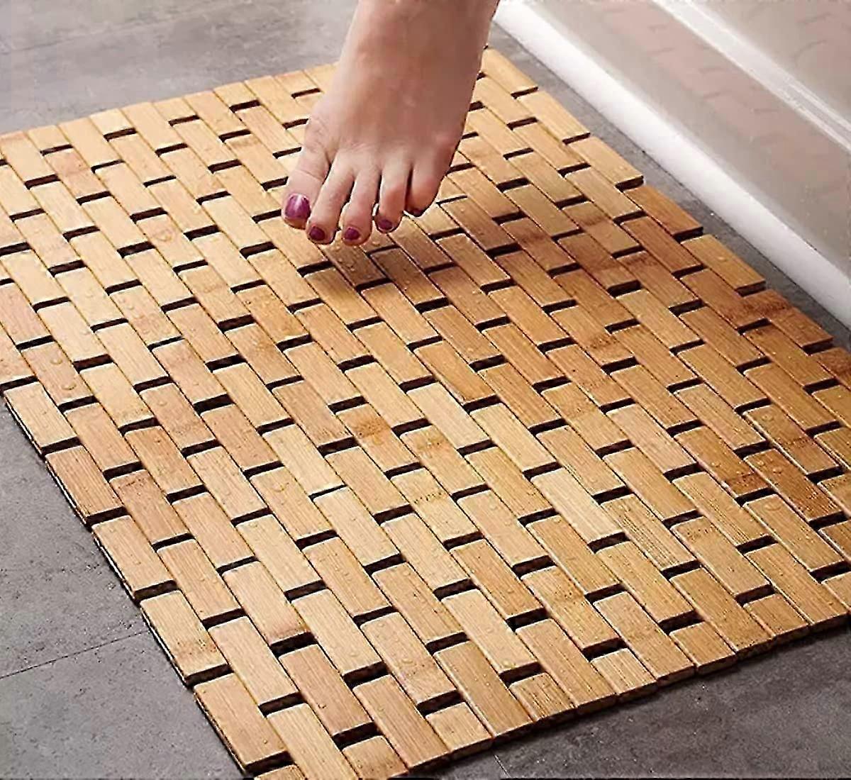 non-slip bath mat wood