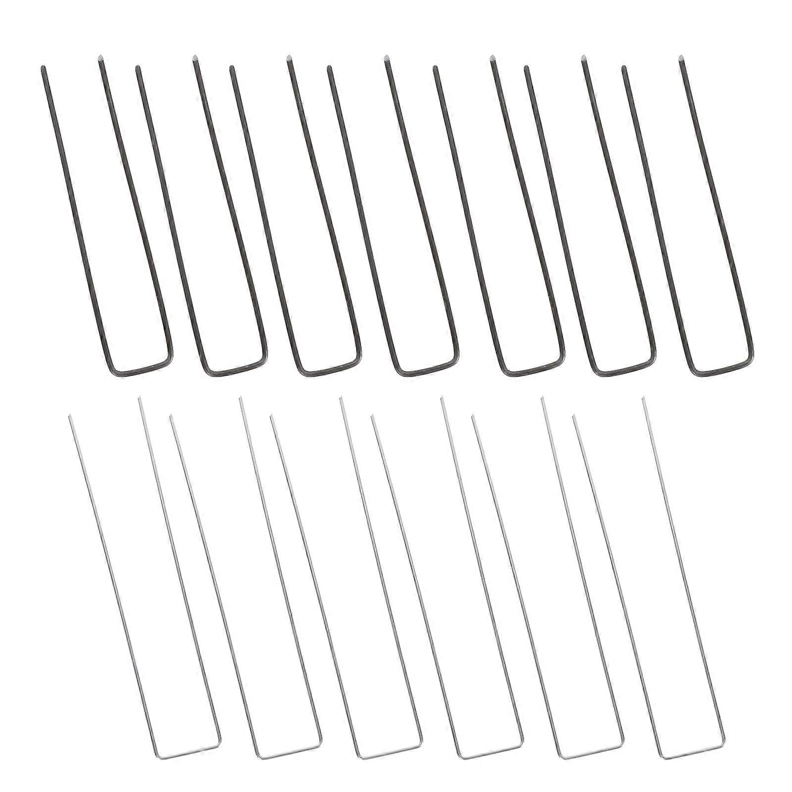 U Shaped Fixing Nail Metal Ground Stakes Iron For Garden Use Black 7 9X1 6X0 1in Holding Soil 30Pcs