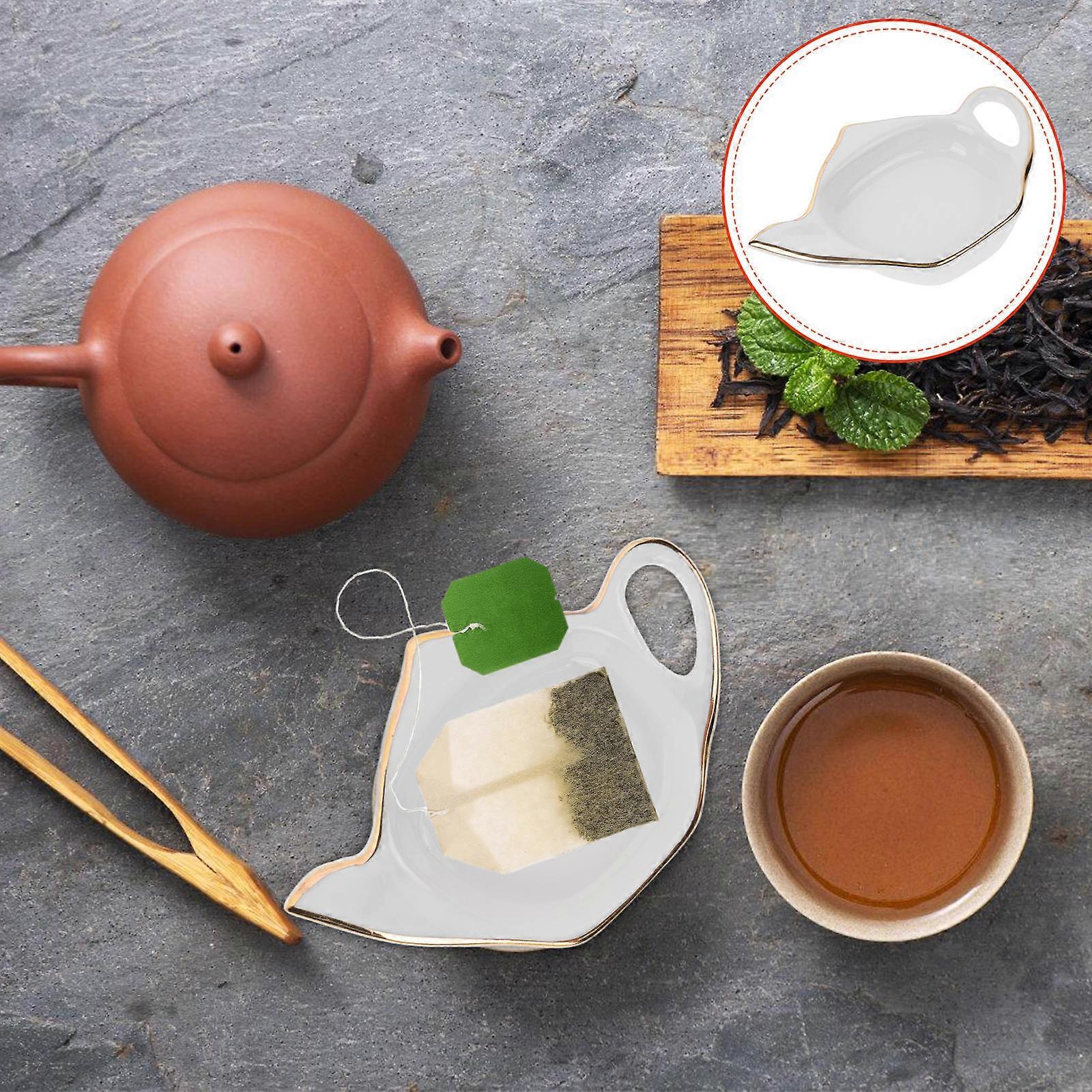 Ceramic Tea Bag Coaster for Storage 20Pcs White Teapot Style Coasters