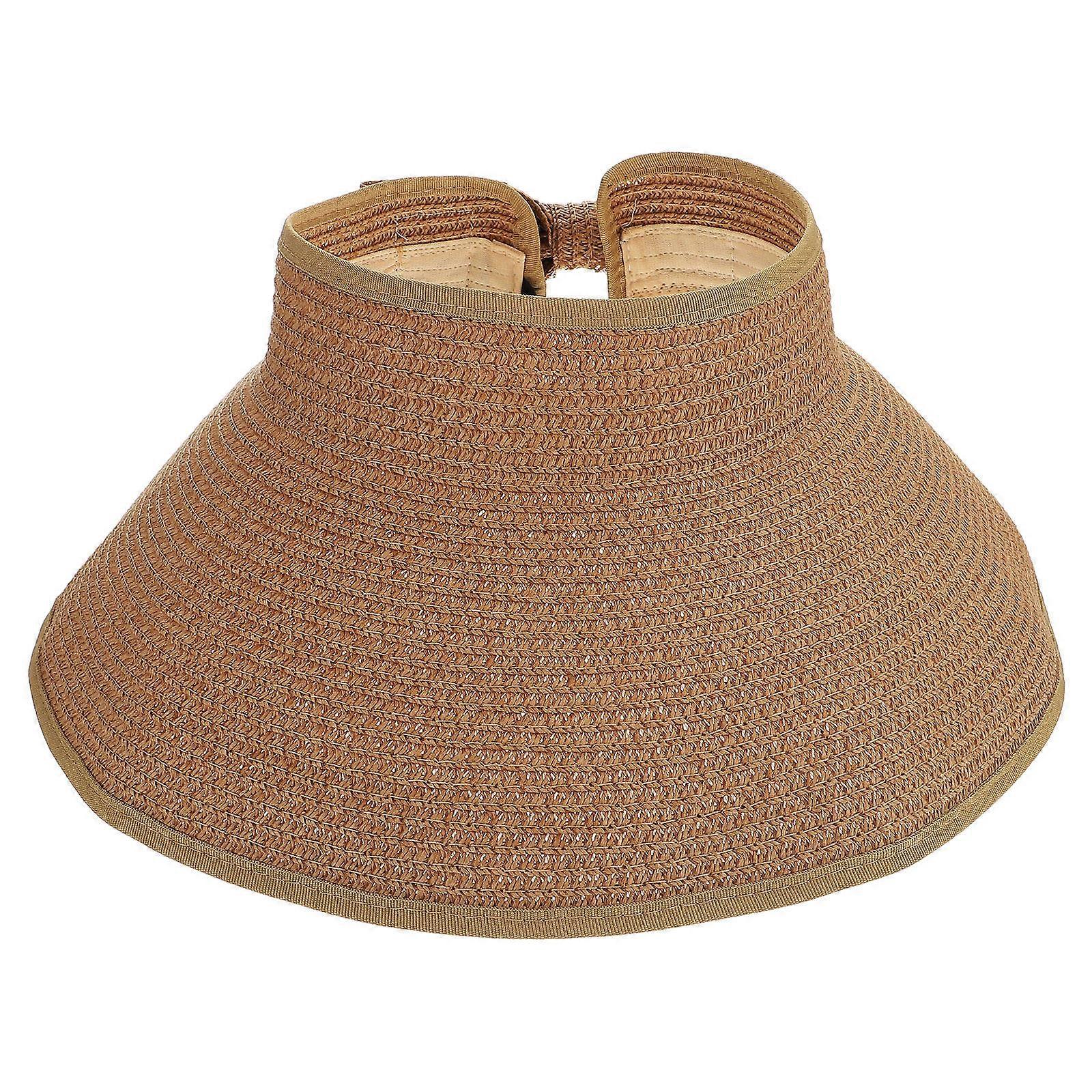 Wide Brim Sun Caps Coffee Straw Sun Visor Hat for Summer 2Pcs Set