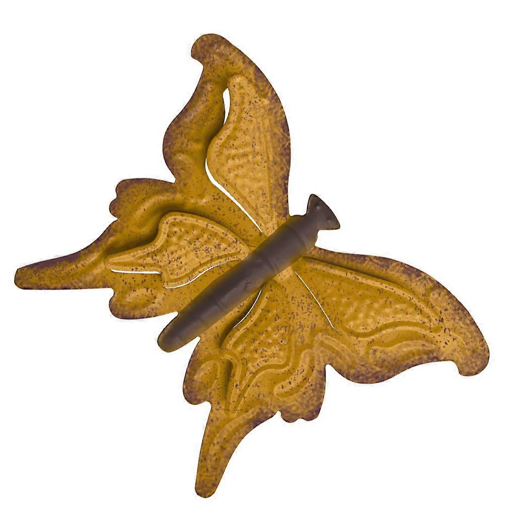 Iron Butterfly Wall Art for Decoration 2Pcs Yellow Craft Garden Ornament