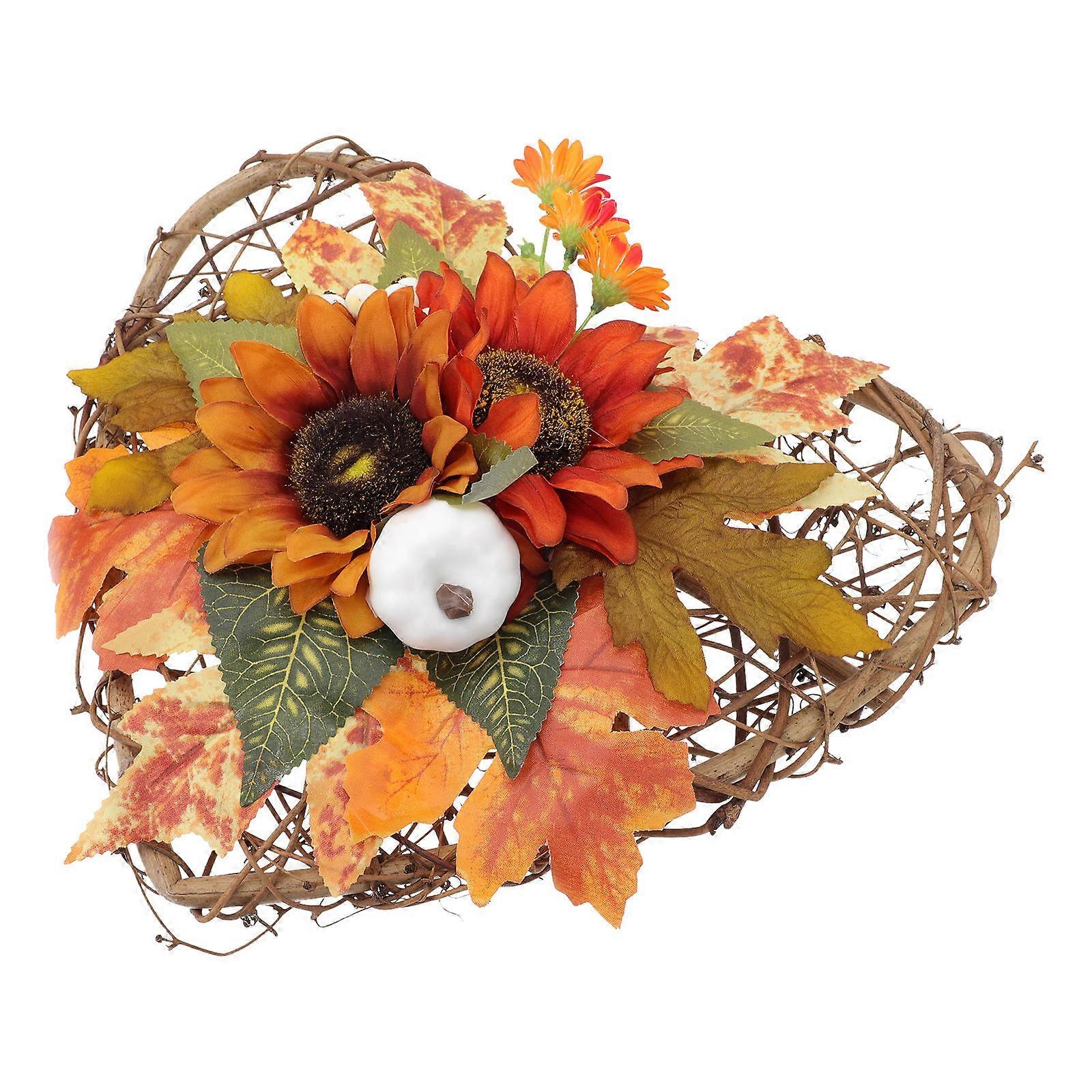 Artificial Garland Decor Autumn Themed Wreath for Home Use 2Pcs