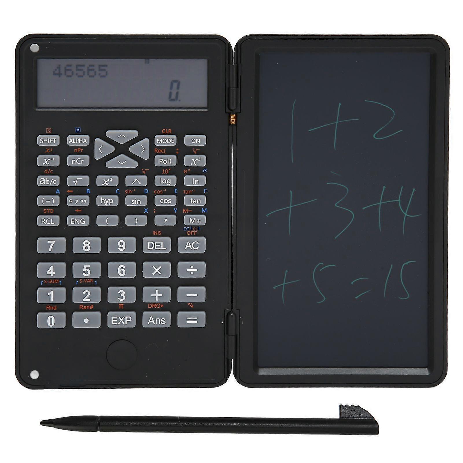 Calculator with Notepad Portable 10 Digits LCD Display Scientific Calculator for School Office Meetings and Family Black