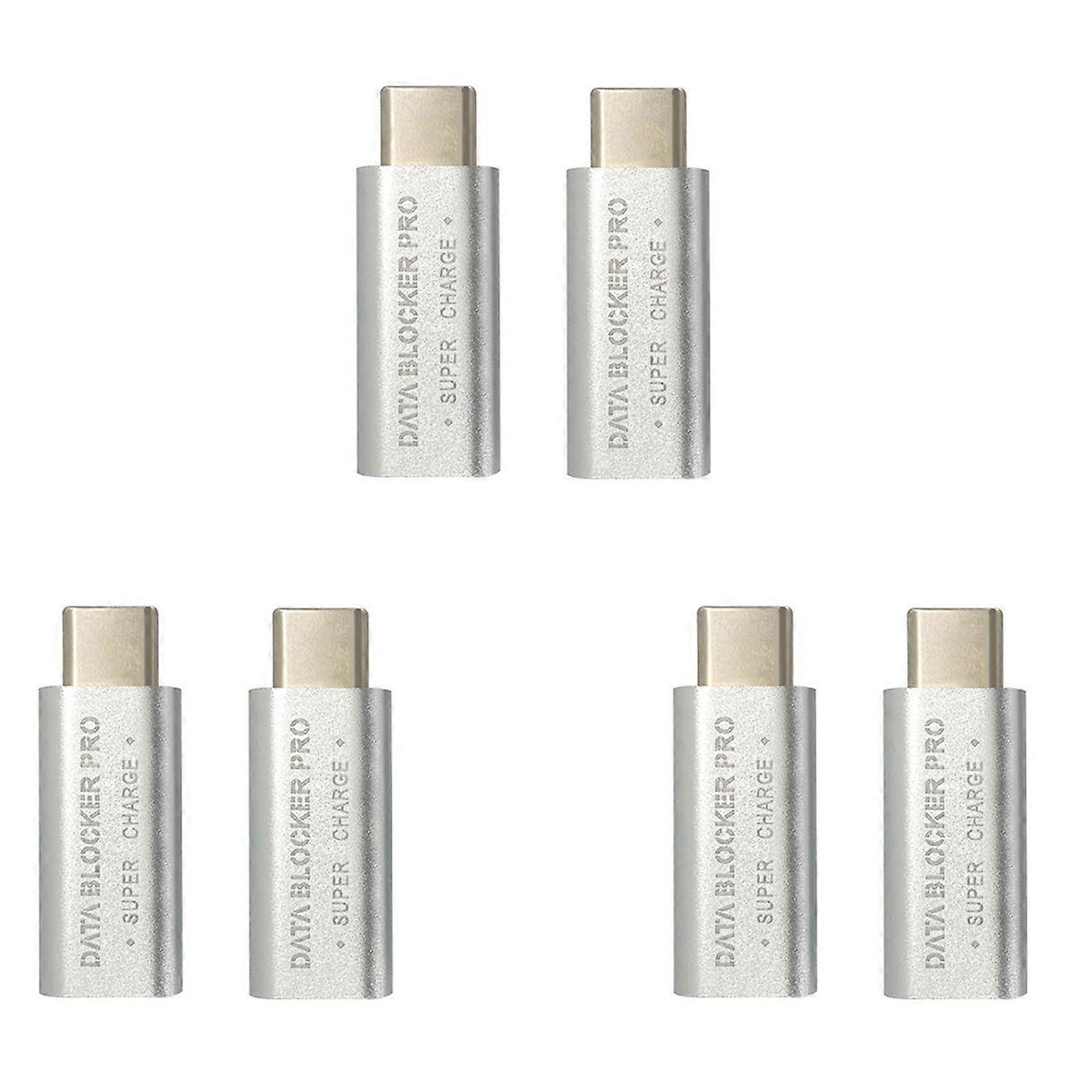 2PC USB Type-C Data Blocker USB-C Juice Jack Adapter(Silver)