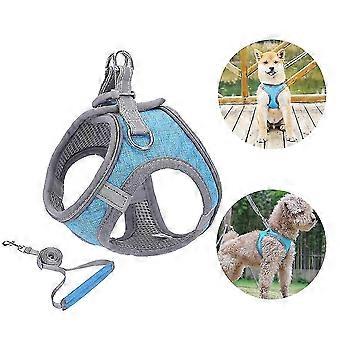 Ensemble harnais et laisse souples pour petits chiens et chiots avec collier réfléchissant
