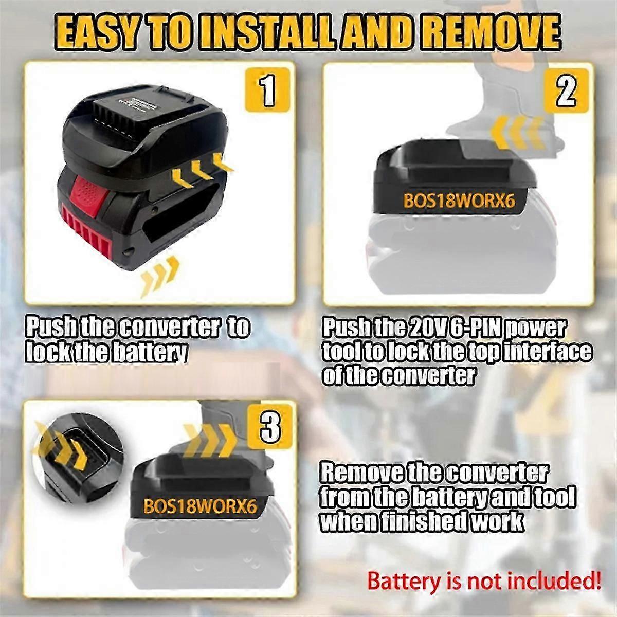 18V to 20V Power Tool Adapter Converter for BAT618 Li-Ion Battery 6 Pin