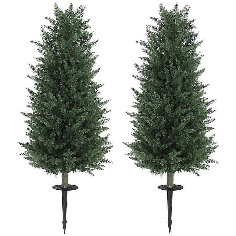 HOMCOM Artificial Cypress Tree Set 100cm Plastic Indoor Outdoor Decor