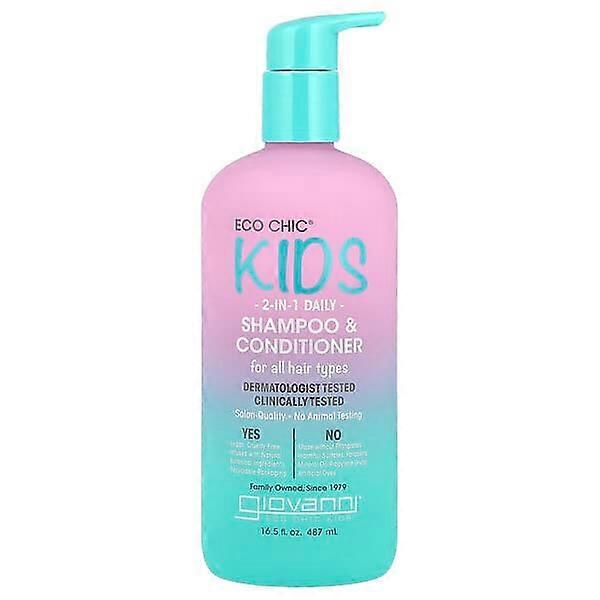 Giovanni, Eco ChicÃÂÃÂÃÂÃÂÃÂÃÂÃÂÃÂ® Kids, 2-In-1 Daily Shampoo & Conditioner, For All Hair Types, 16.5 fl oz (487 ml)