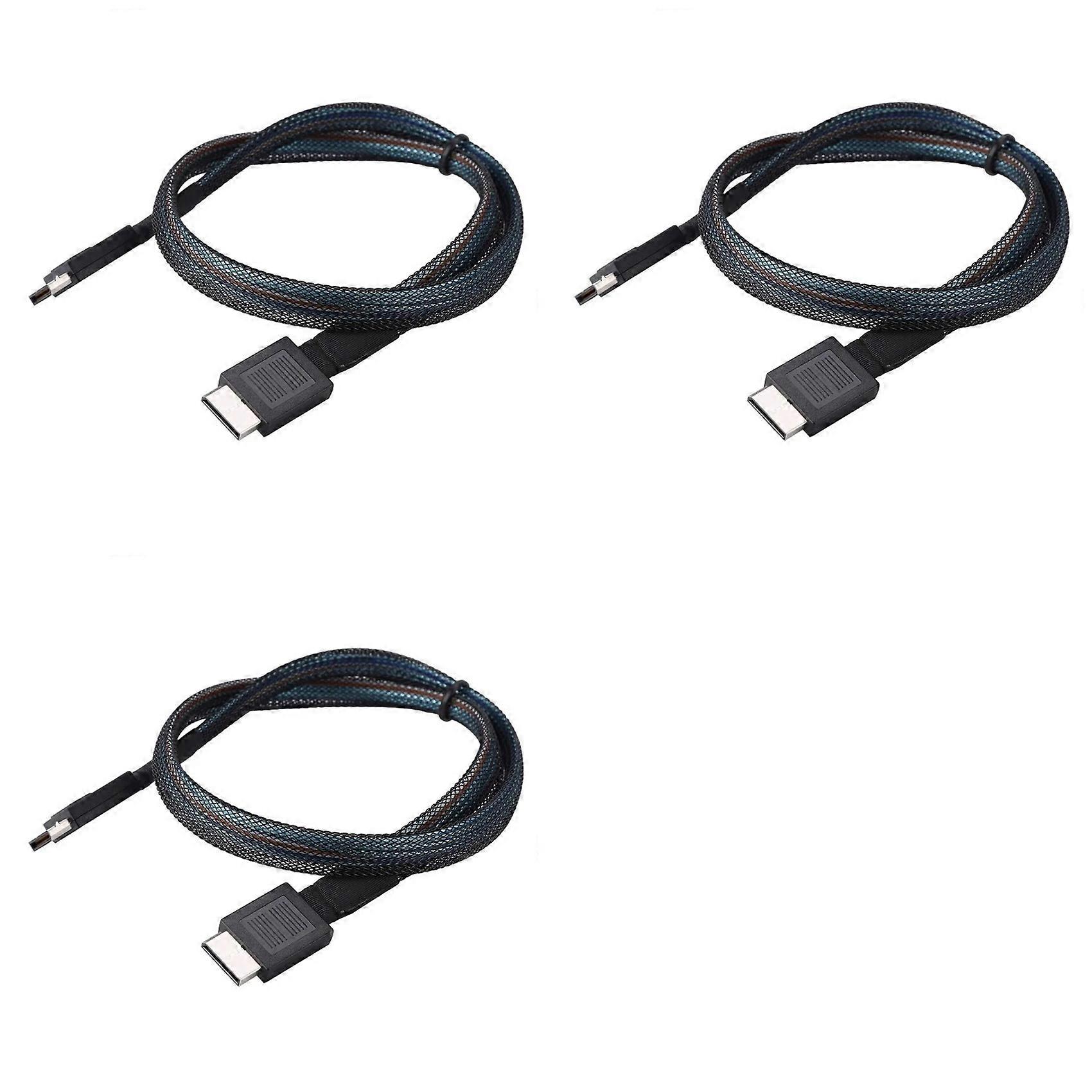 3X PCIE4.0 MINI SAS Cable 24Gbps Oculink Data Extension Cable SFF-8611 to SFF-8611 Server Data Transfer Line (1m)