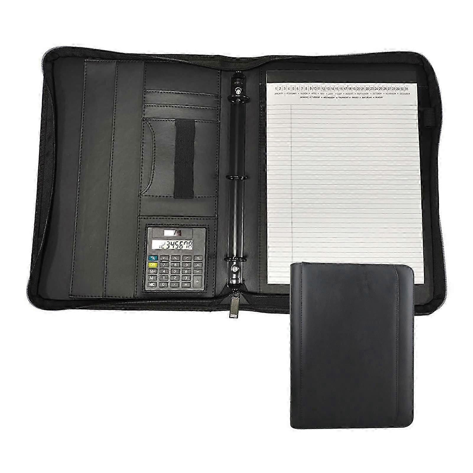 Professional Document Folder with Zipper,  Leather Notepad, Multifunctional Organizer