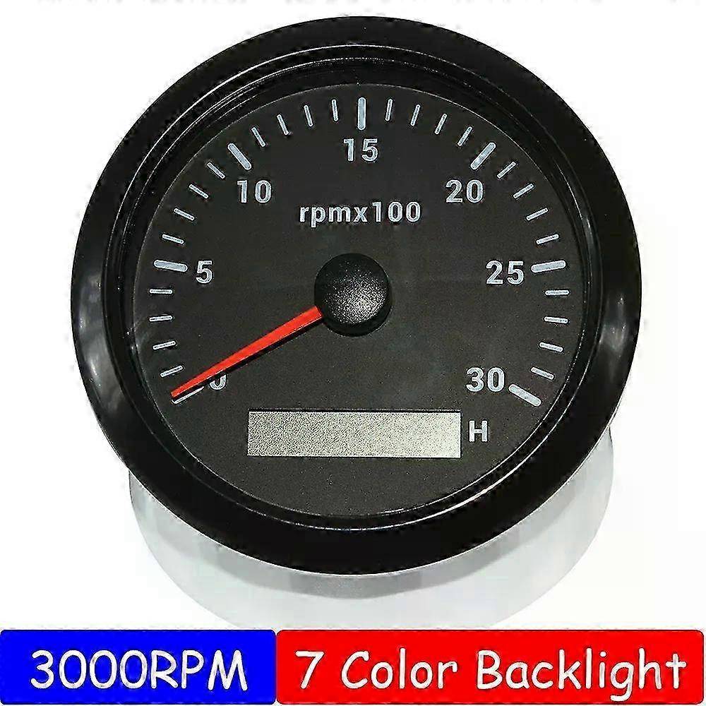 85MM Diesel Engine Tachometer Sensor RPM Gauge REV Counter 3000RPM with Digital Hourmeter 7 Color Light Optional 12V24V Custom 25-26