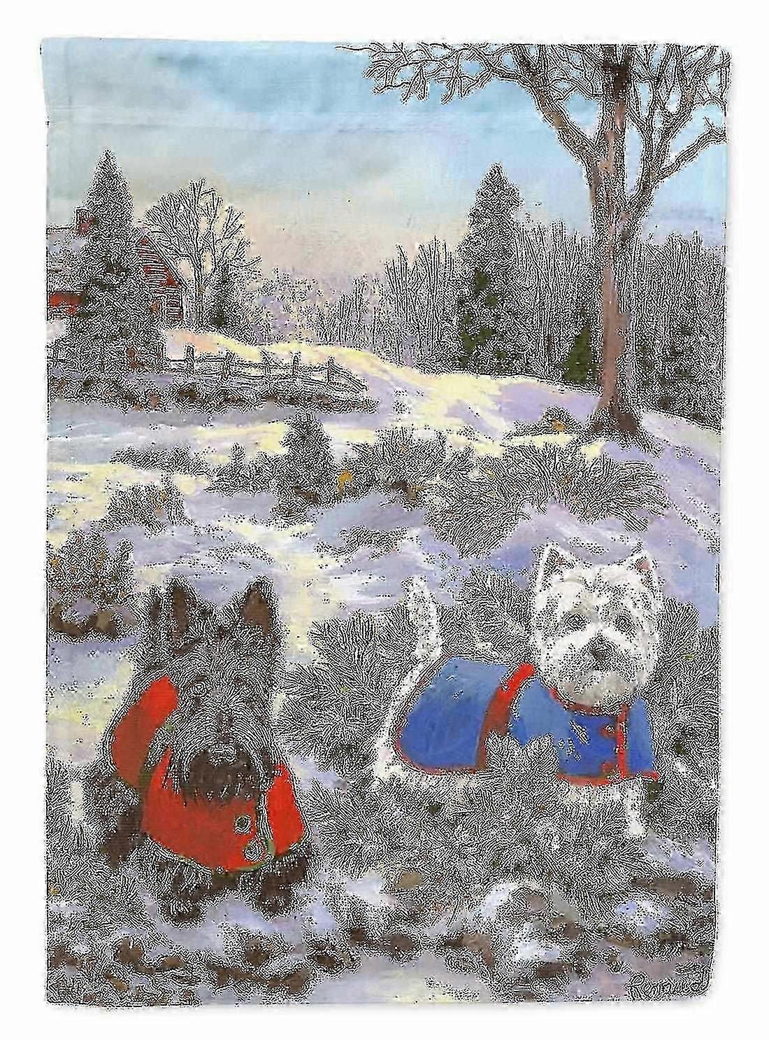 Scottie And Westie Christmas Pine Hill Flag Canvas House Size Cs