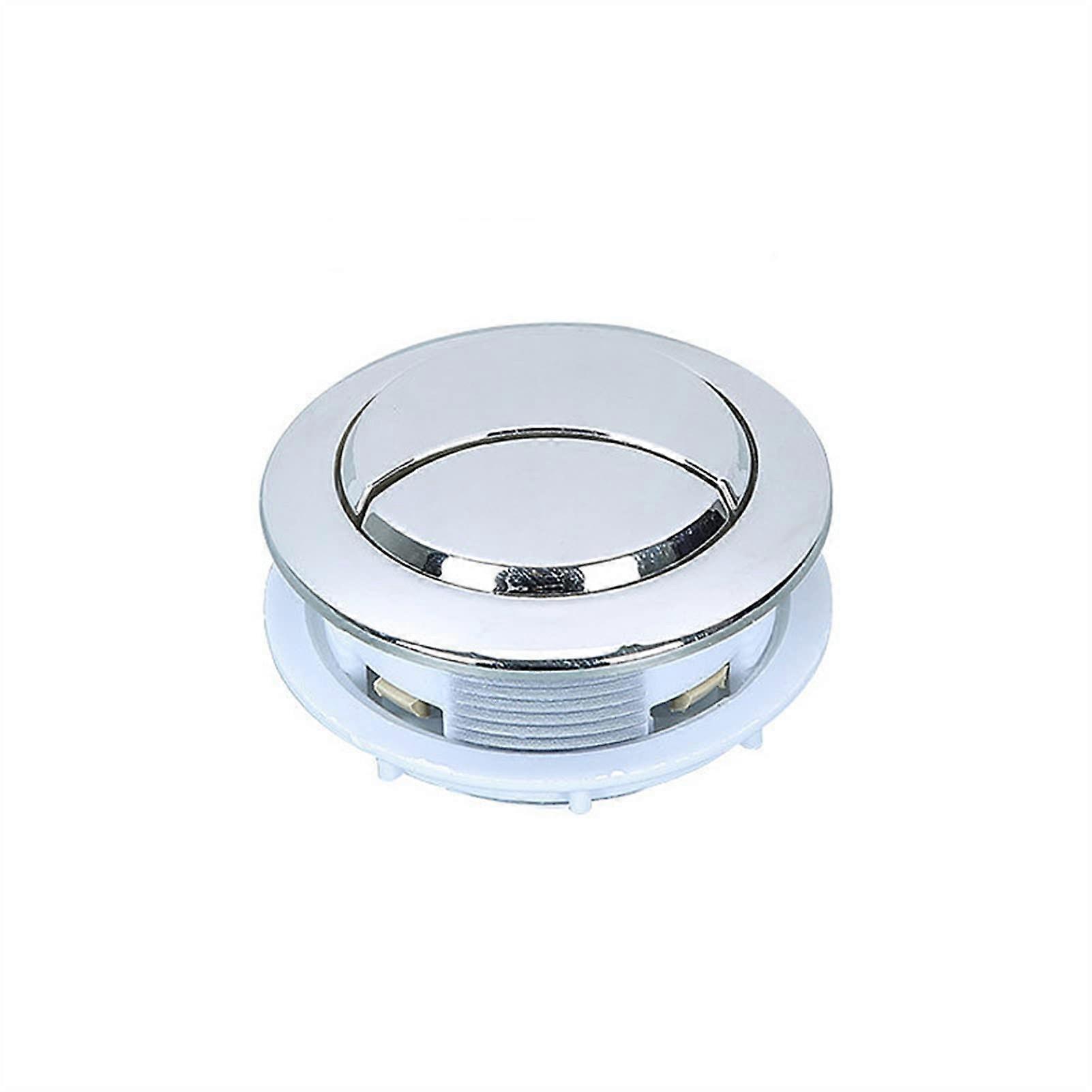 Toilet Button ABS Plastic Round Water Tank Button Silver 58mm  Diameter 48mm Installation Diameter