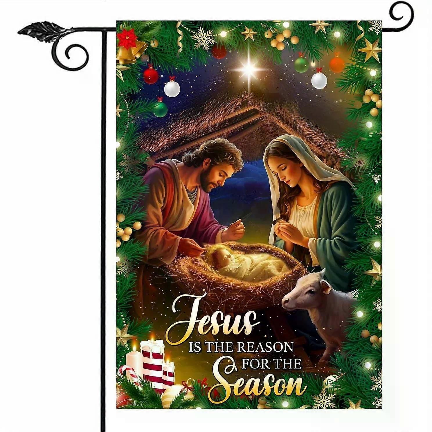 דגל גן חג המולד ישו הוא הסיבה לעונה דגל חג המולד נוצרי דתי לידה
