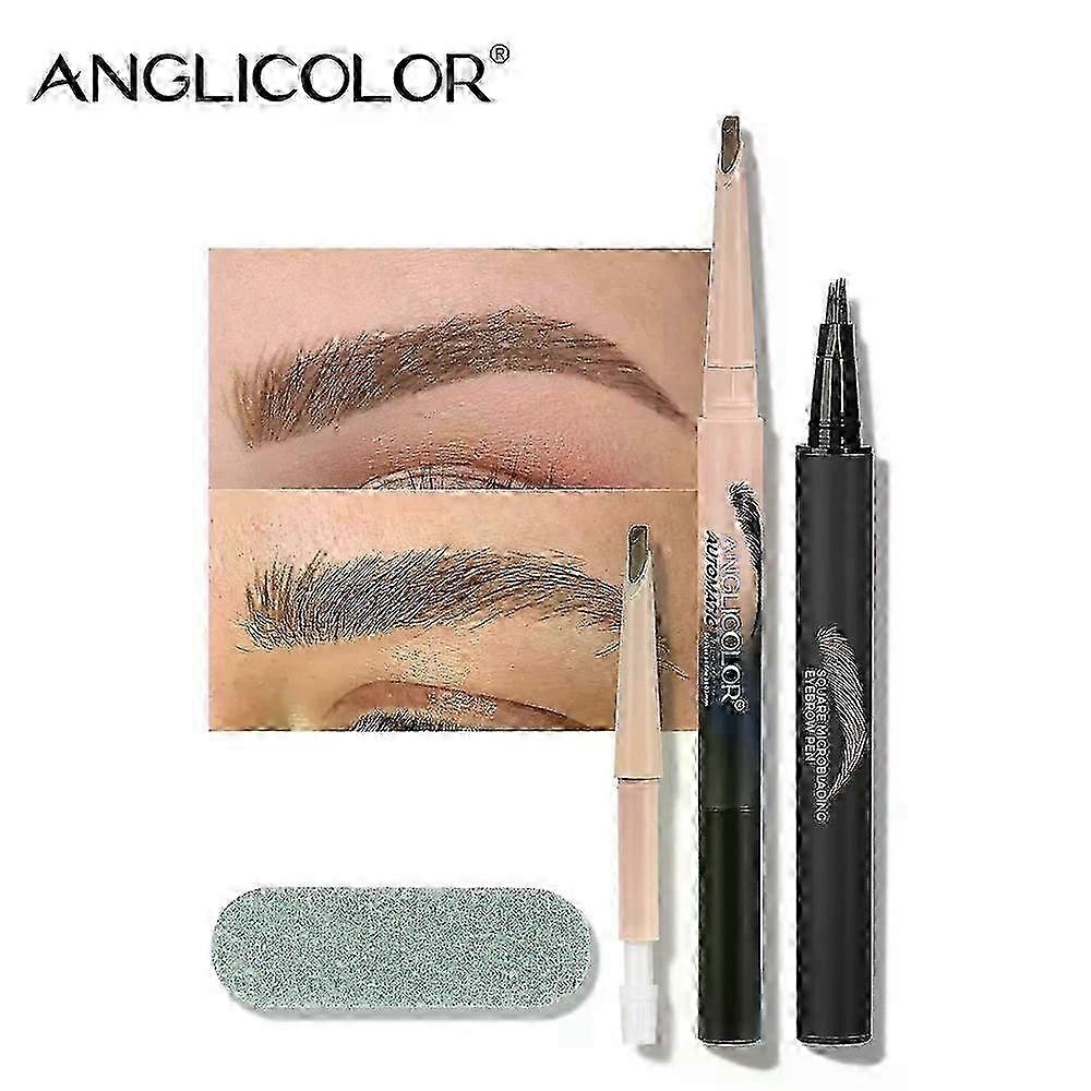 Eyebrow pencil, set of eyebrow pencils - improved liquid pencil for eyebrow | waterproof pencil with 4 stroke microtip applicator