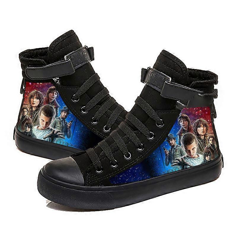 Strange Things High-Top Canvas Shoes for Teenagers with Velcro Attachments