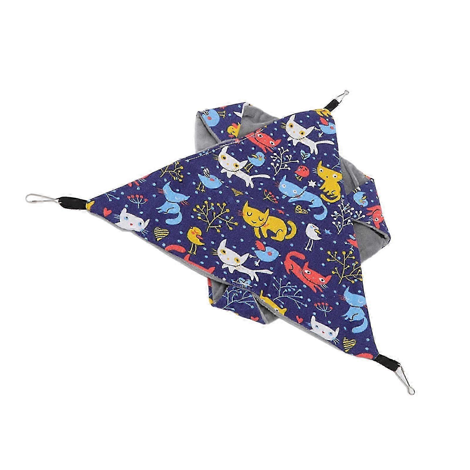 Hamster Hammock Double Layer Soft Triangular Pet Bed with Hooks for Guinea Pig & Sugar Glider Hanging Cage Bed