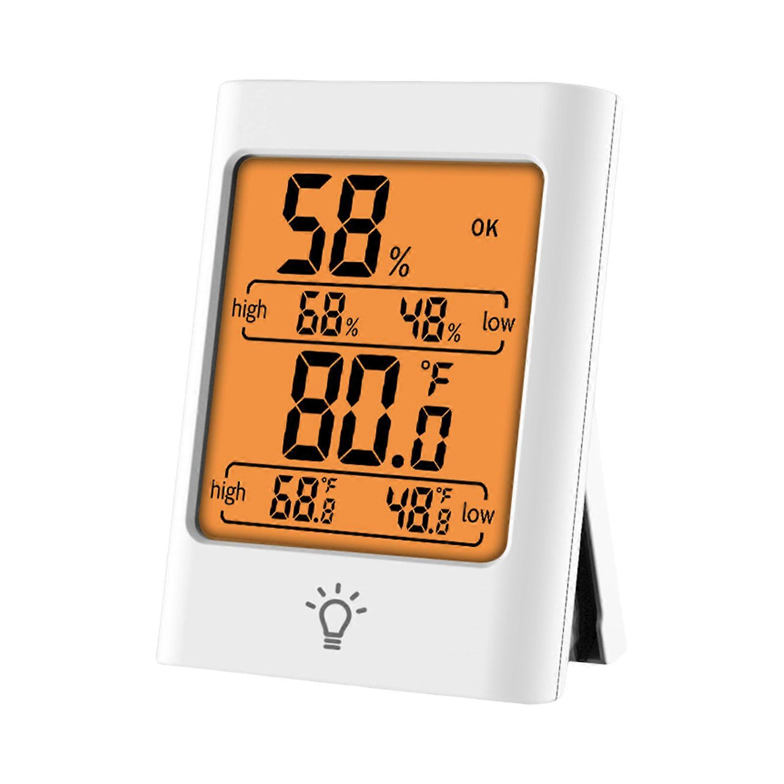 Compacts Room Thermometers Hygrometer With Instants Measurement And Battery Operations Maximums Minimum Values Display  White