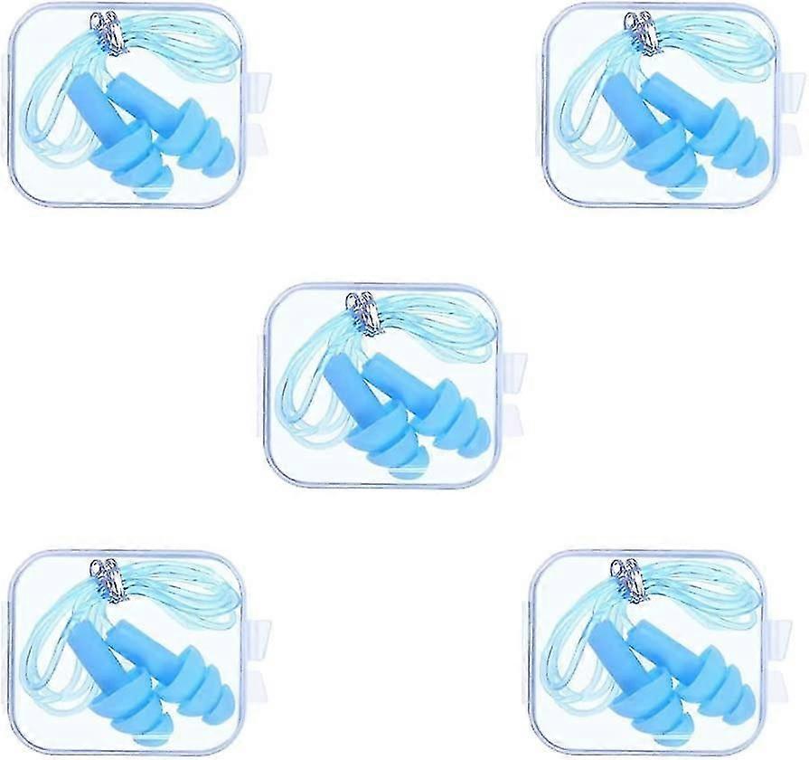 5 Pairs Wired Ear Plugs, Earplugs To Sleep, Reusable Noise Reduction Of Ear Plugs Is Suitableblue