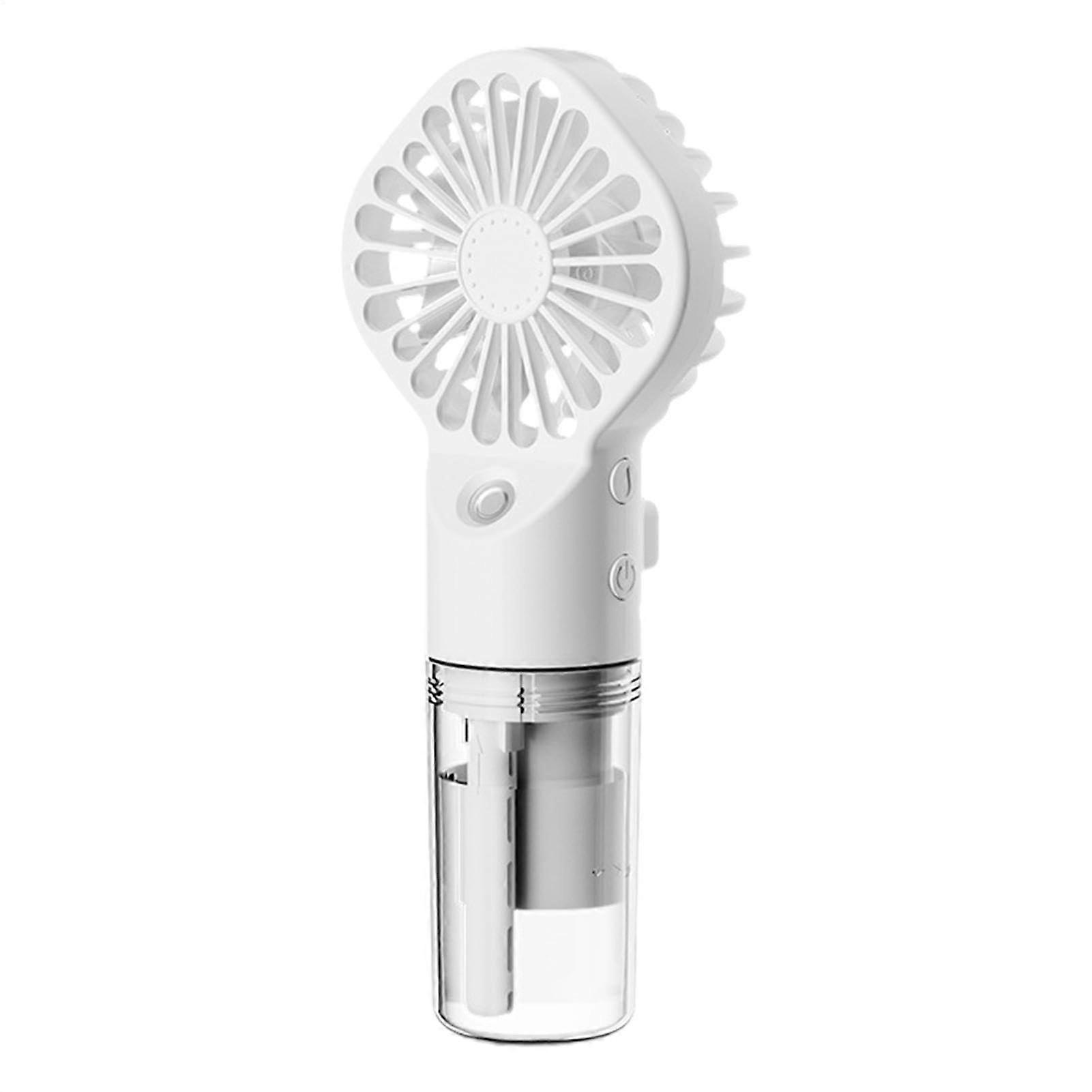 Water Spray Fan Handheld Mist Fan 4 Speed Adjustable Rechargeable Humidifier Portable Cooling Device White