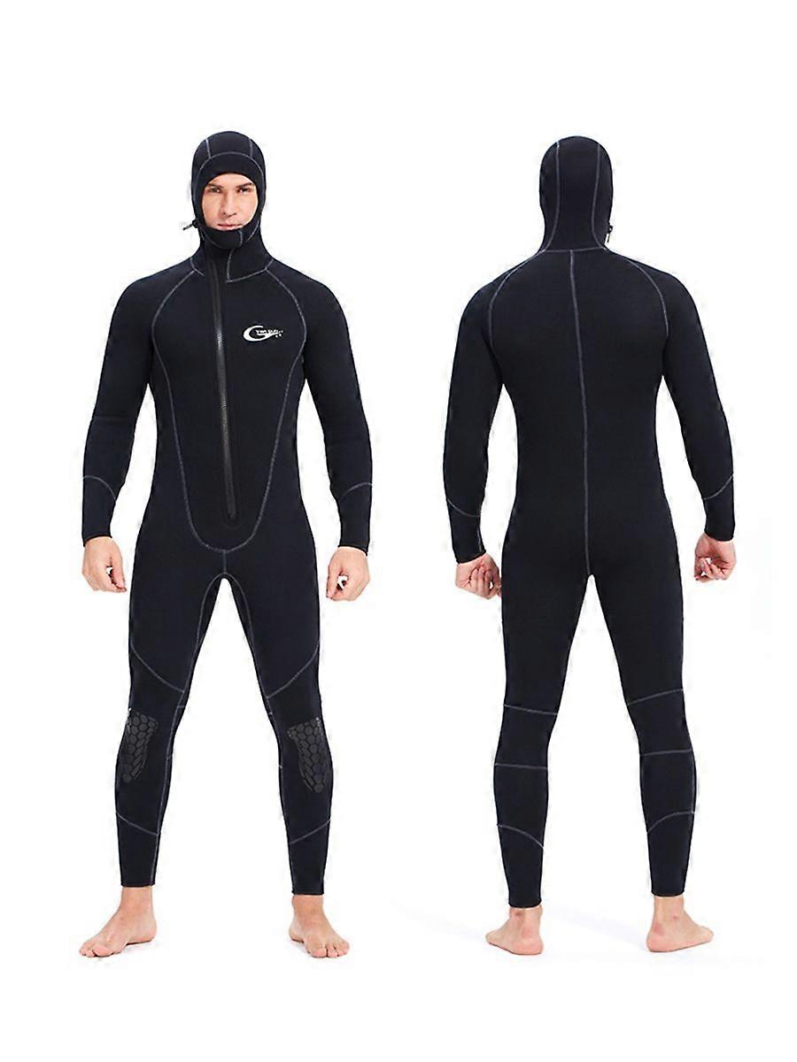 Qilk Hooded thermal mens and womens 5mm wetsuit one-piece front opening zip hooded cold suit surf su