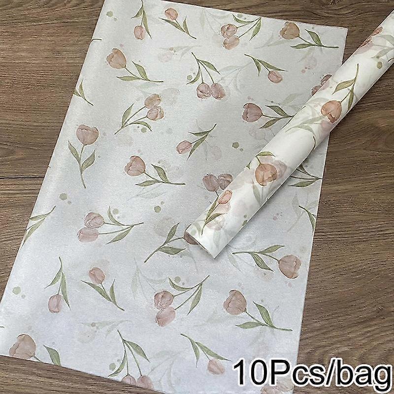 10 Sheets Floral Patterned Tissue Paper Elegant Flower Design with Green Leaves Birthdays Multiple Options Available