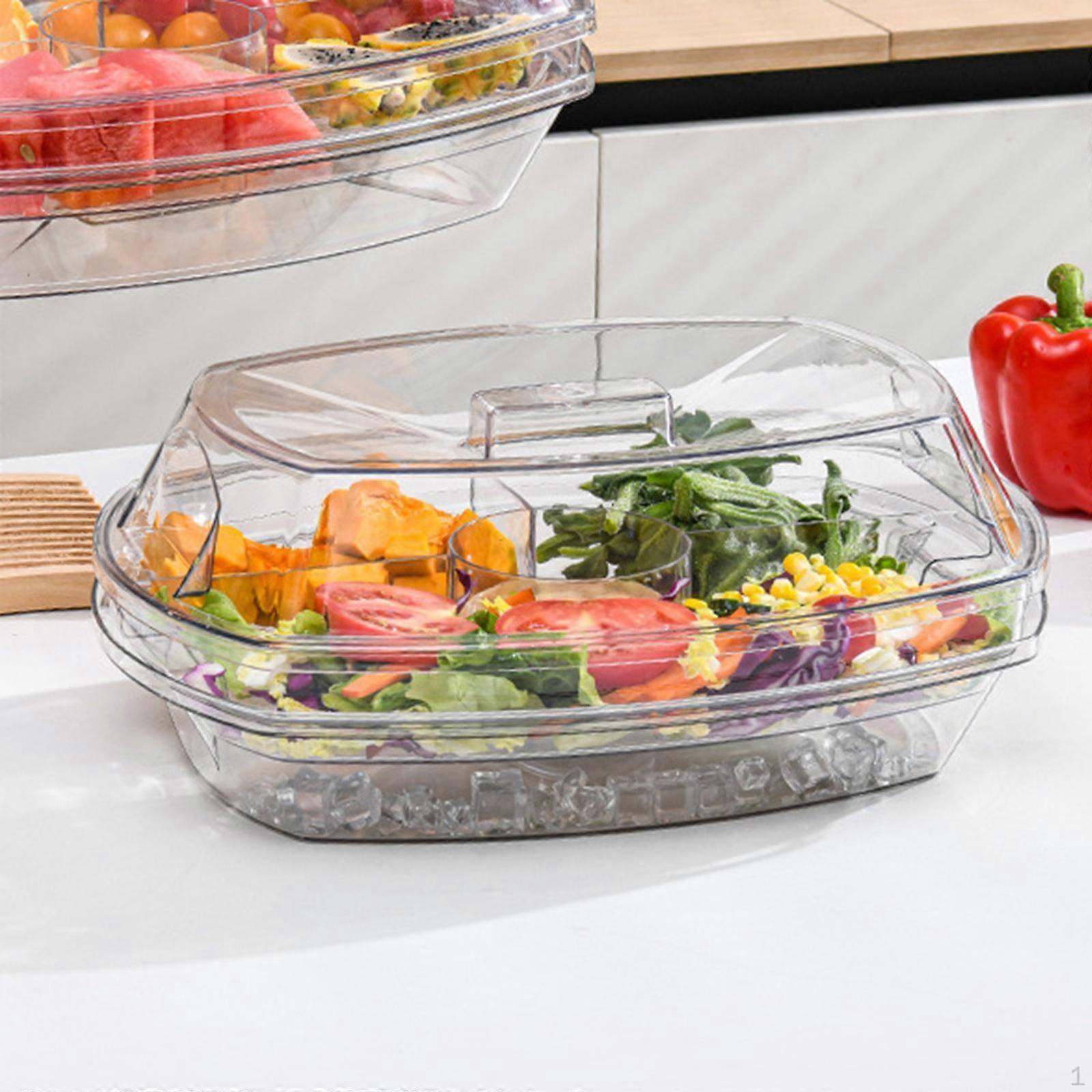 Chilled Serving Tray with Lid Veggie for Salad Appetizer BBQ