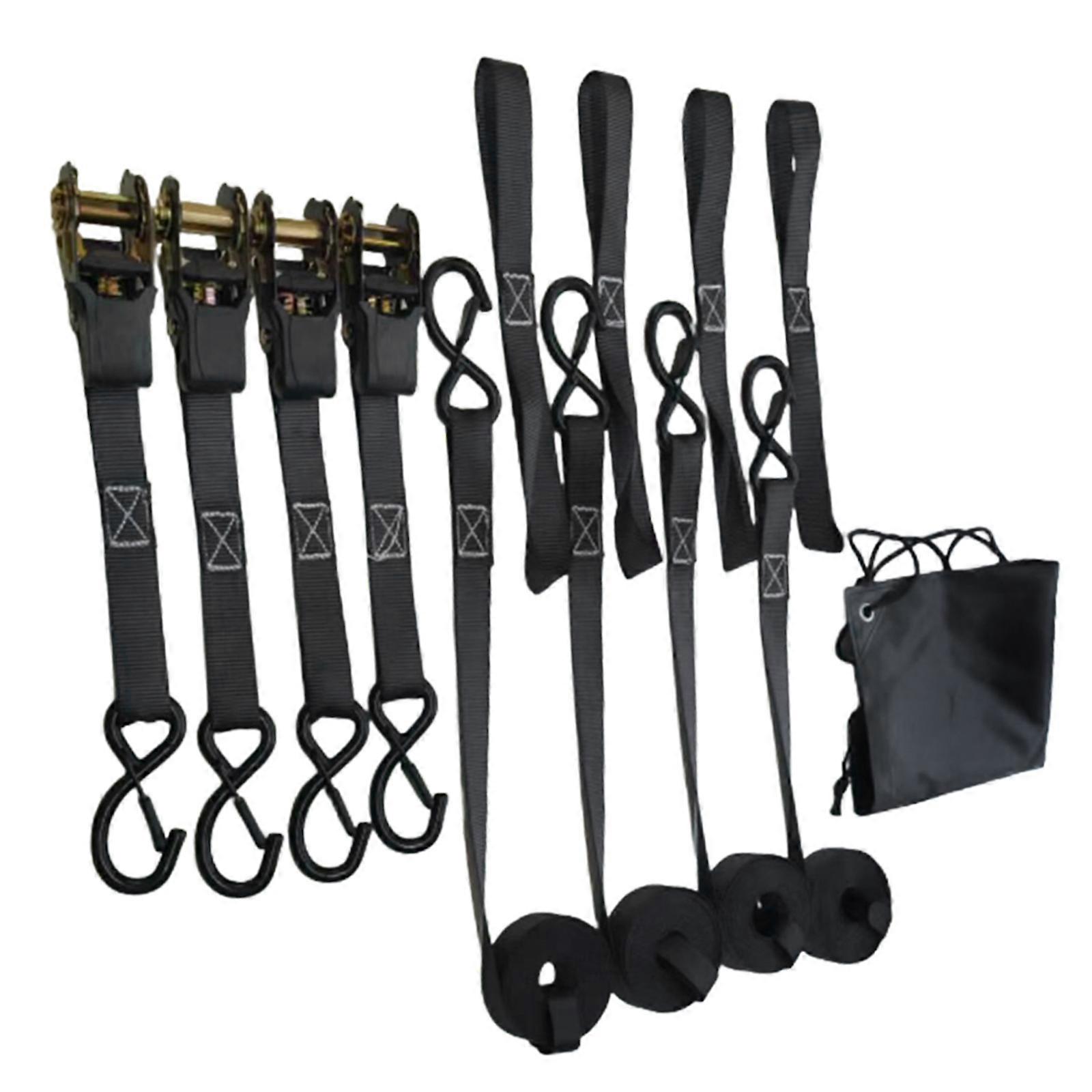 Multipurpose Ratchet Tie Down Set 2200Lbs Maximums Strength Polyester Cargo Straps For Transport Securing Multicolor