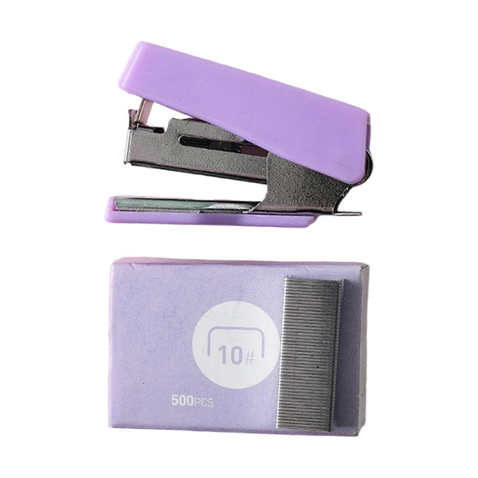 1 Set Desk Stapler Small Stapler with Staple Easy to Load Binding Supplies For Notebooks Homework Office Supplies  Purple