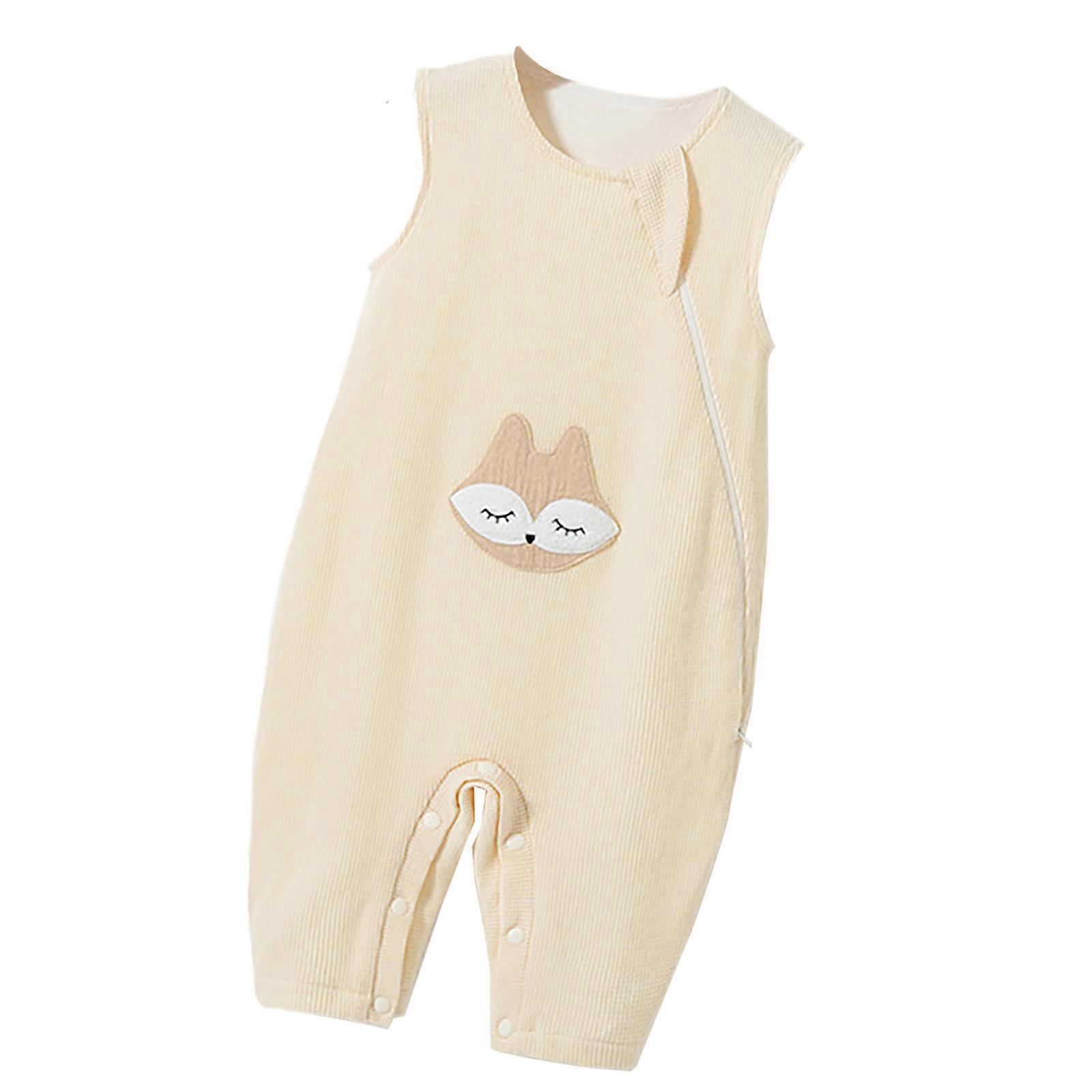 תינוק ללא שרוולים סרבל וולף בודק אפוד רומפר אביב סתיו נושם צווארון עגול בגד גוף אפוד רומפר מקלחת תינוק מתנה חלבי לבן S