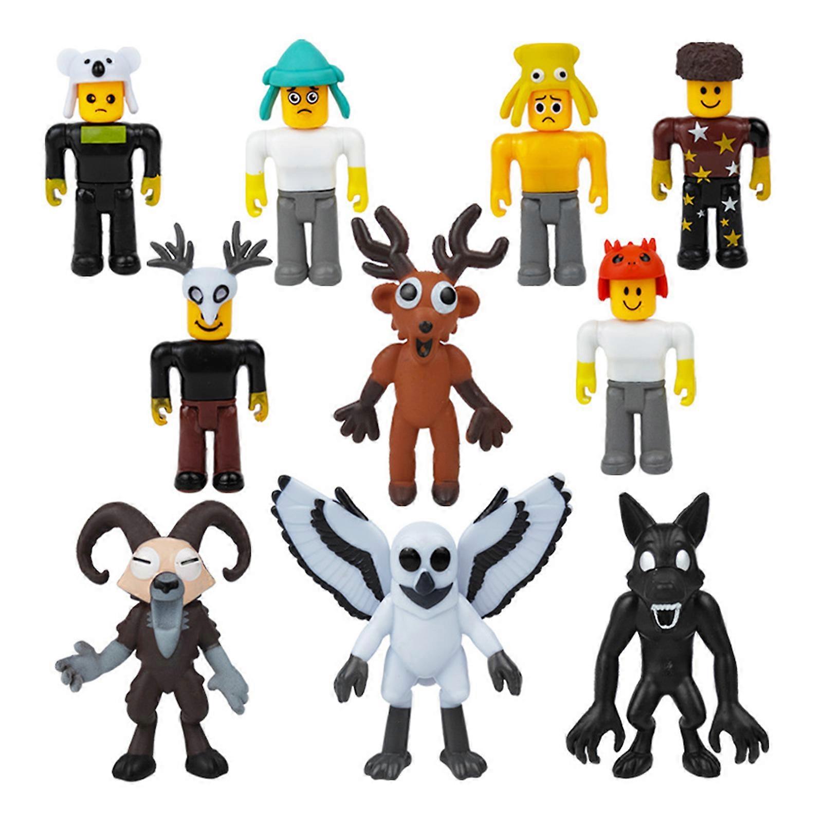 10 stk. 99 netter i skogen actionfigursett - hjort, ugle, vær og monsterleker for barn og samlere