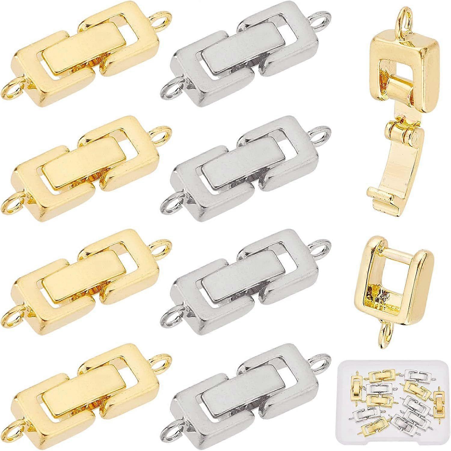 1 Box 12 Sets 2 Colors Bracelet Extender Clasp Fold Over Clasps for Jewelry Making Necklace Extenders Bracelet Extension Plated Clasps Anklets DIY Cra