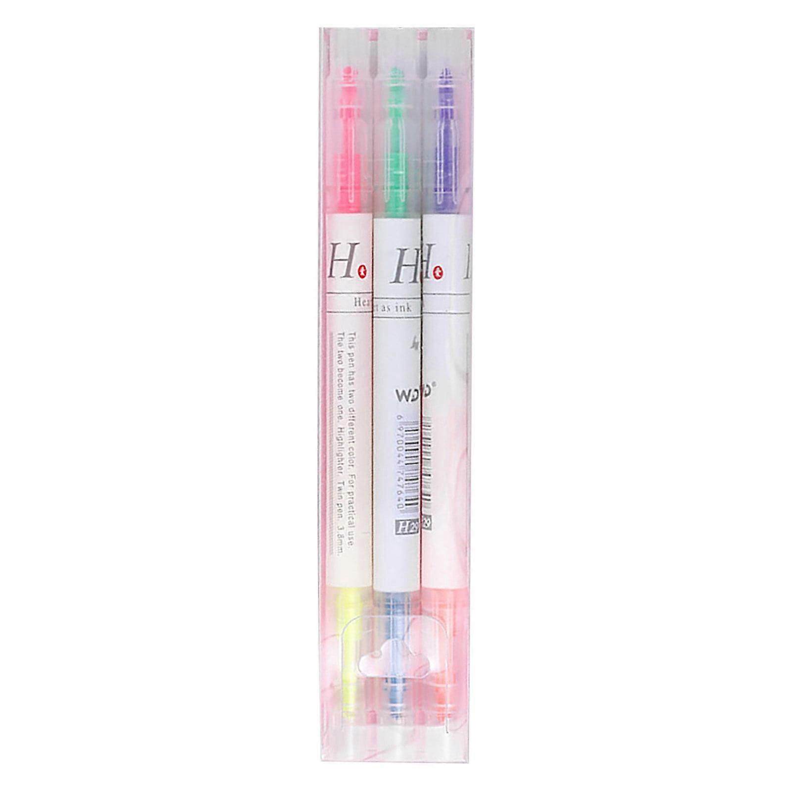 YiFudd Double Head Fluorescent Pen, 5ML, Assorted Colors - Compatible with school stationery & note marking