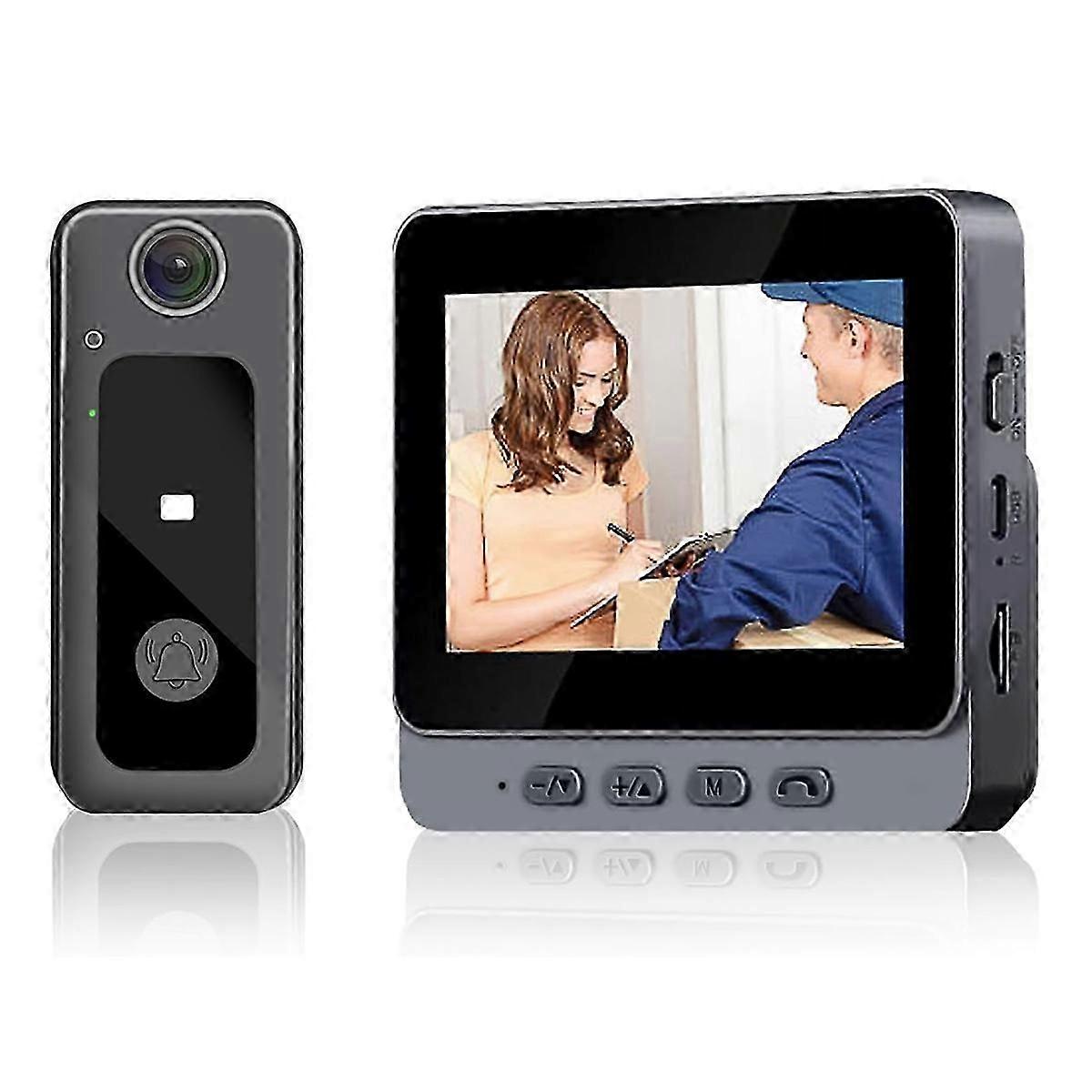 Wireless Doorbell With Wide Angle Lens And Intercom Camera