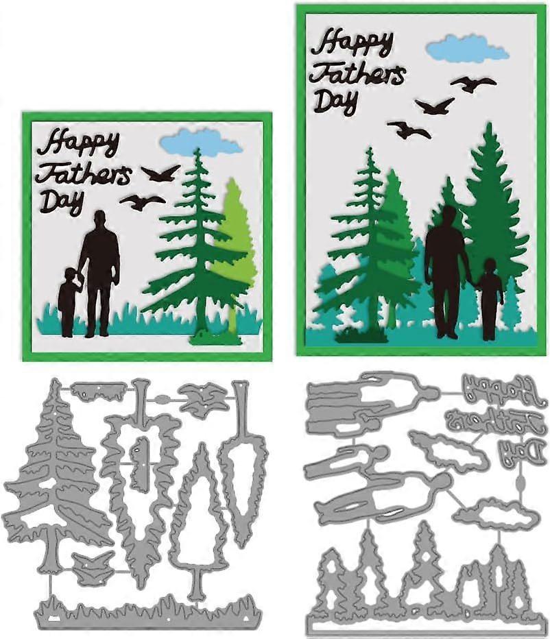 Father's Day Cutting Dies Pine Tree Card Making Die Cut Carbon Steel Die Cuts Stencils Card Scrapbooking Embossing Template for DIY Paper Craft Making