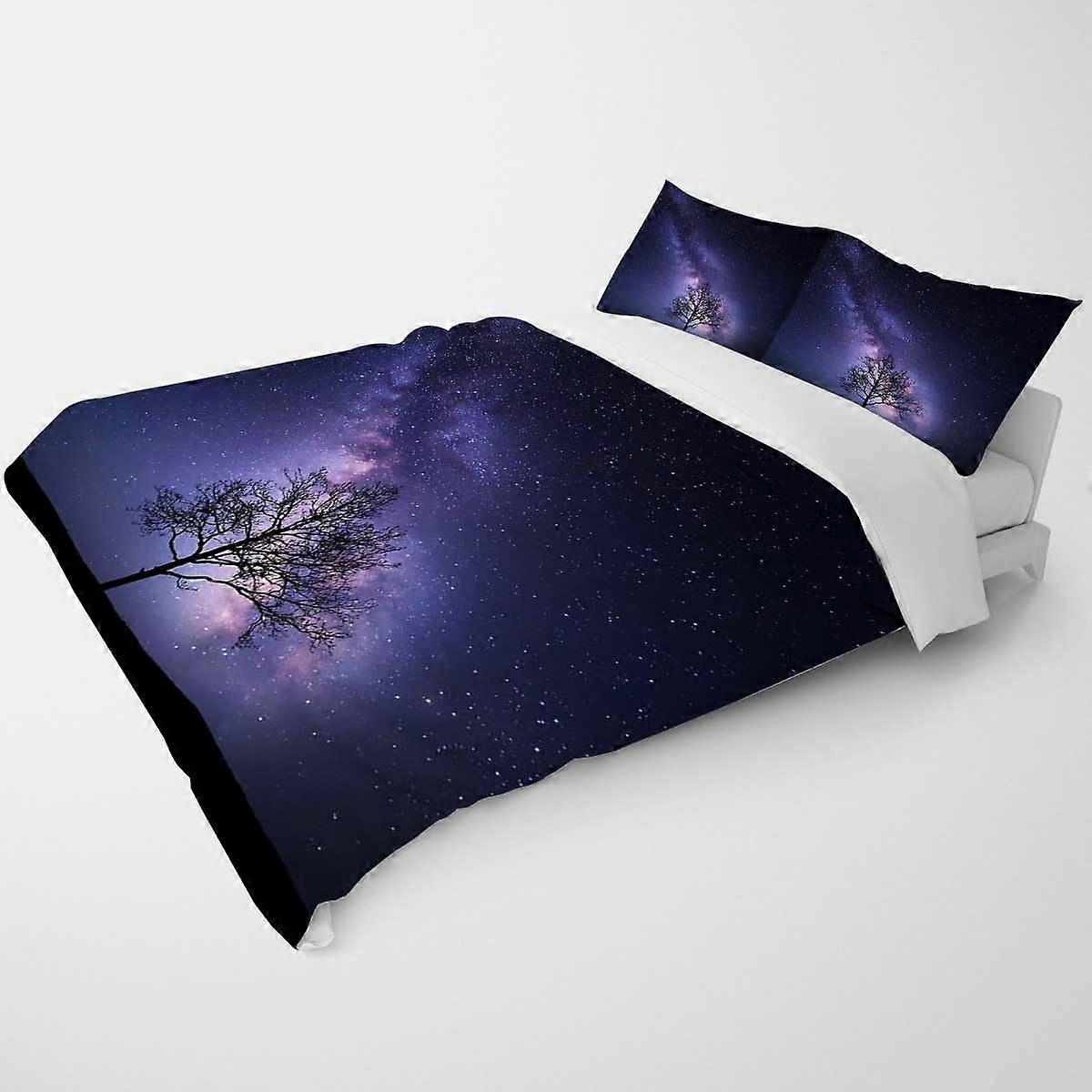 Queen Duvet Cover Set Starry Sky Pattern with Pillow Shams, Soft Reversible Microfiber, 3Piece