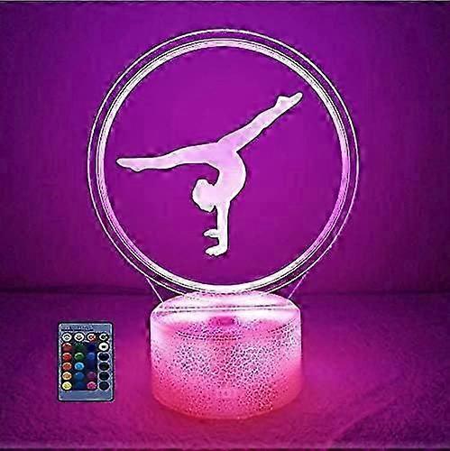 Creative Artistic Gymnastics 3D Night Light USB Powered Touch Switch Remote Control LED Decor Optical Illusion 3D Lamp 7/16 Colors Changing Brithday C