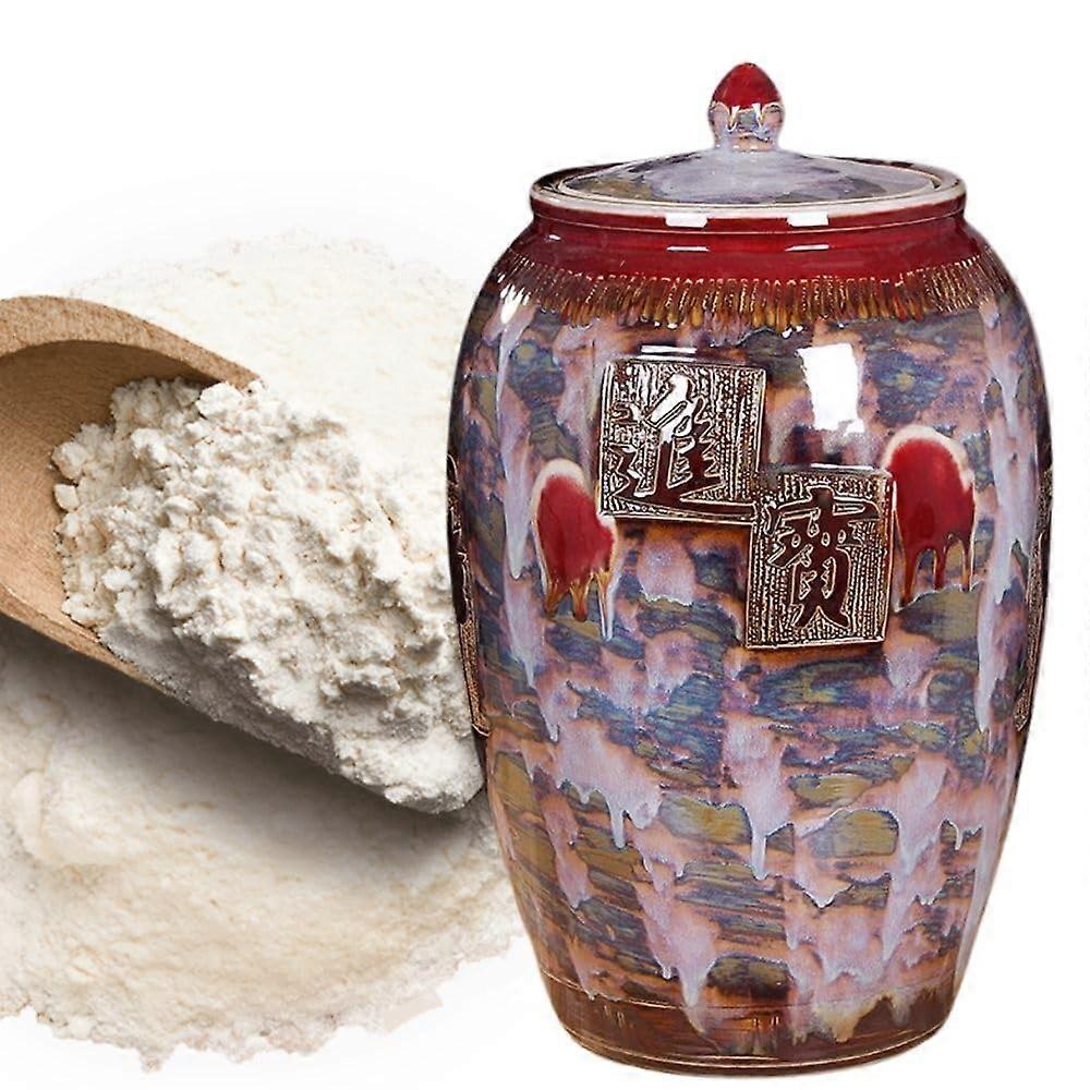 Ceramic Rice Storage Container 40kg Large Capacity Airtight Porcelain Jar for Grains and Rice