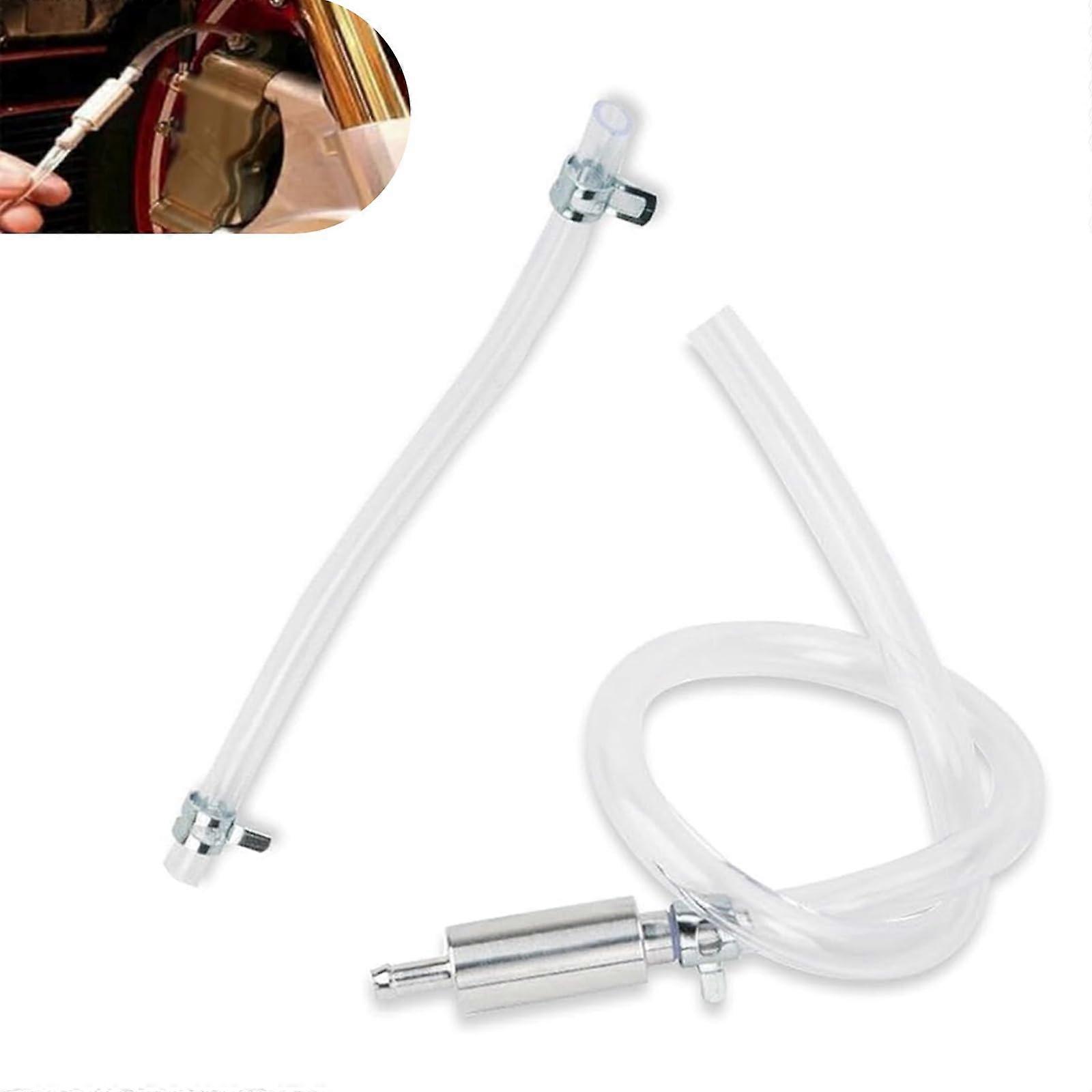 Brake Bleeder Hose with OneWay Check Valve, Clear Fluid Monitoring Tool for Cars and Motorcycles, Silver, 2 PCS