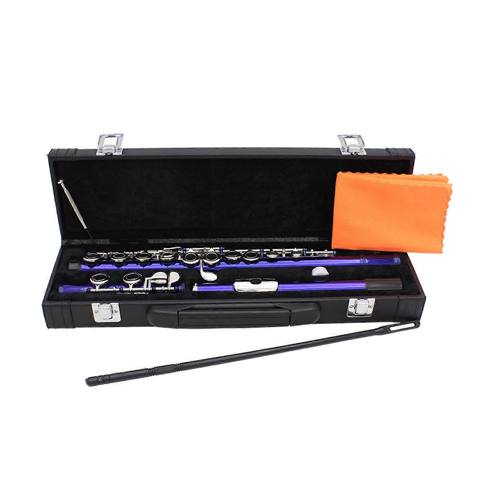 Professional Horizontal Flute With Bag Cleaning Cloth Stick 16-hole C Tone Closed Hole Flute for School Band Instruments Multicolor
