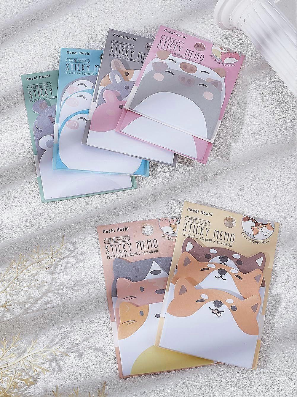 6Pcs Paper Sticky Notes Animal Sticker Tabs Mixed Color Post Stickies Super Sticking Power Memo Pads Durable Stickies for Office School Home Meeting R