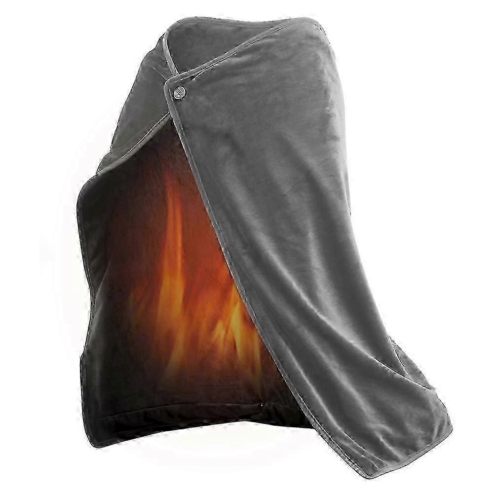 USB Rechargeable Heated Plush Shawl Pad - Grey