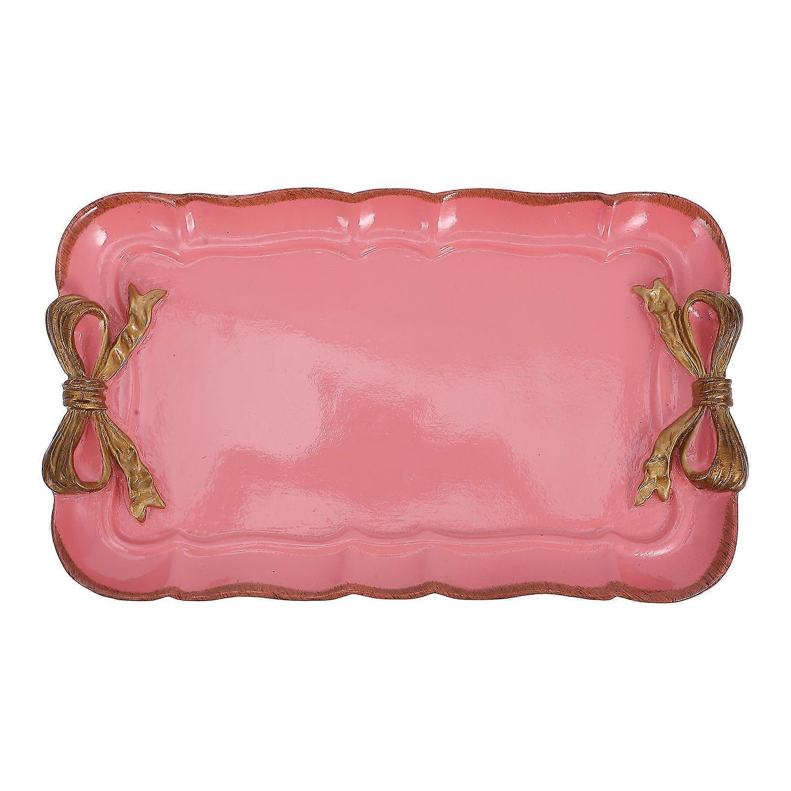 Bowknot Tray Small Decorative for Holding Snacks 2Pcs Pink