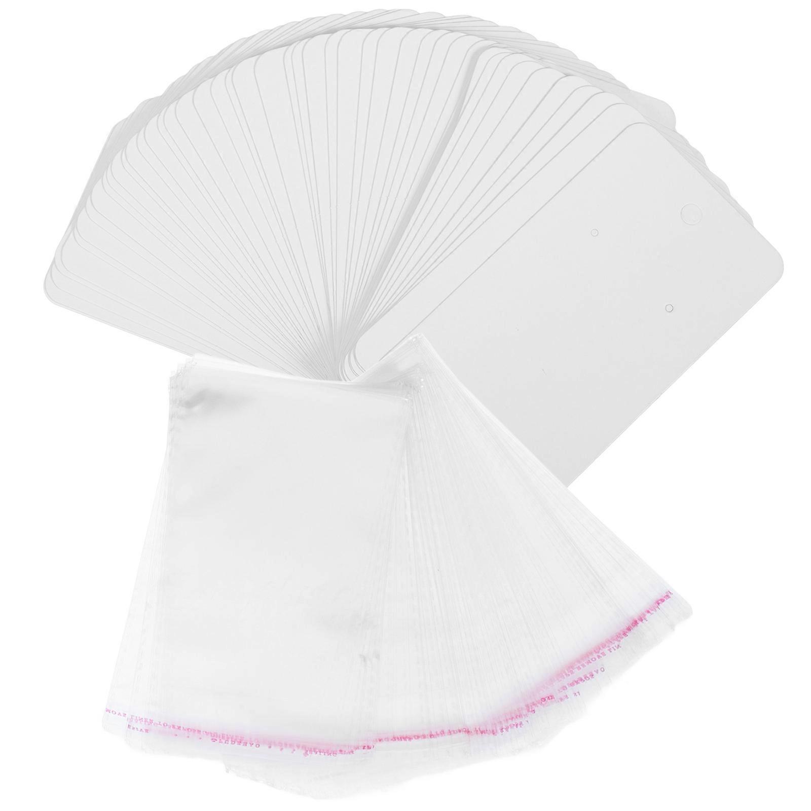 Earclip Jewelry Display Cards for Stud Earrings 100Pcs White Paper Holders