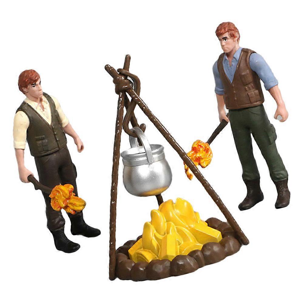 Miniature Camping Scene Models Human Figurines for Decoration 2Sets
