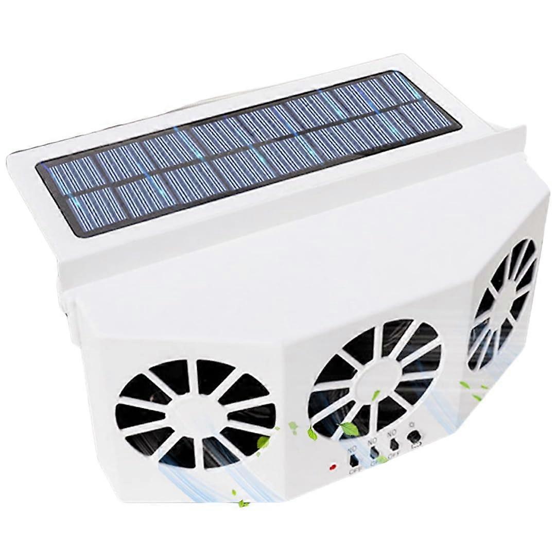 Solar Car Fan with Ventilation System, Solar Powered Window Exhaust for Temperature Control, White